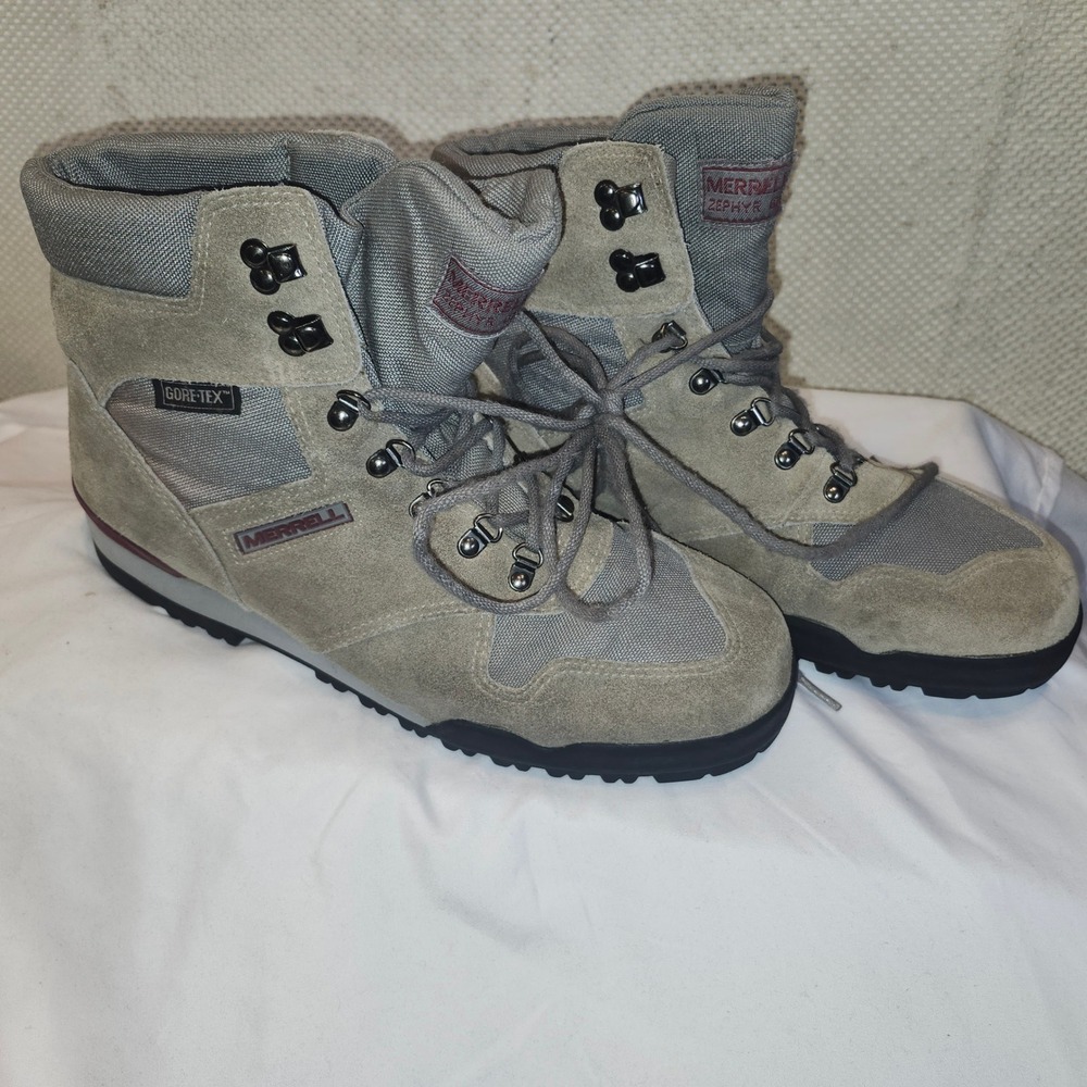 Merrell Zephyr GTX Gore-Tex Hiking Boots Mens 11.5 Grey Waterproof Suede